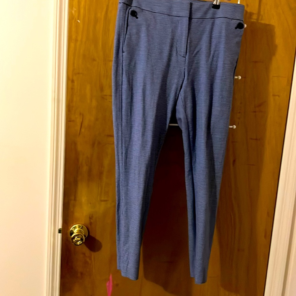 Loft blue and white check pants